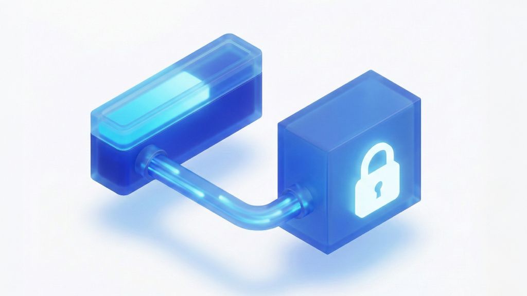 A digital lock and key graphic symbolizing security in finance.